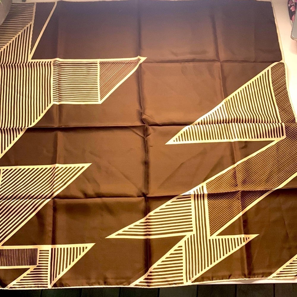 Vintage OEI Brown geometric print made in Japan oversized scarf 31” x 31”